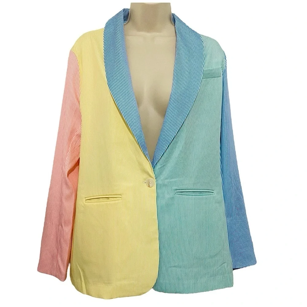 New Shinesty Millionaires Row Derby Color Block Blazer Size 10 Striped